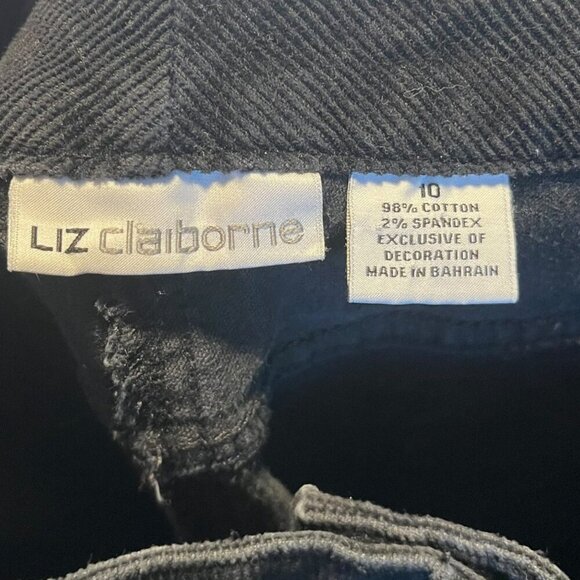 Liz Claiborne Women's 10 Jeans‎ Corduroy Black Stretch Mid Rise Casual - Picture 5 of 5
